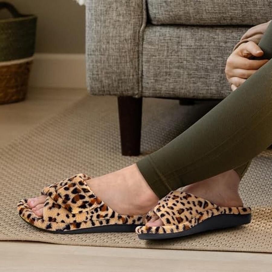 Dames Orthopedische Slippers Verstelbare Open Neus Cheetah Brown