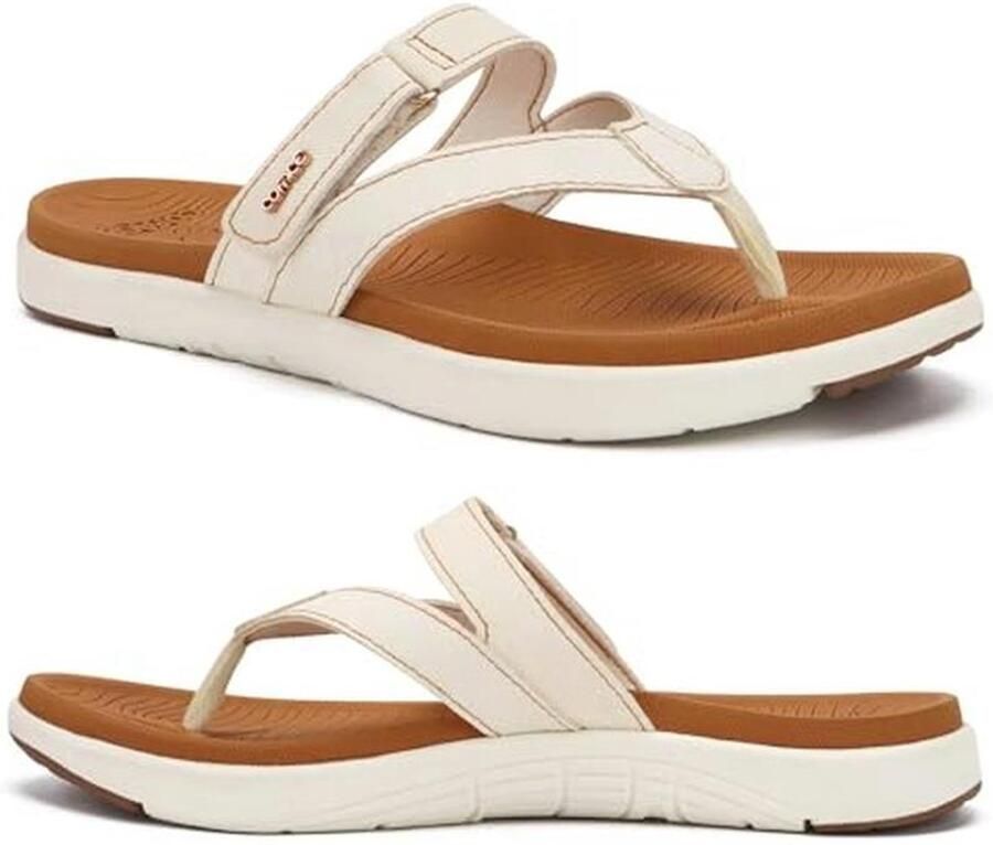 Dames Orthopedische Teenslippers Comfortabel Leren Flip Flops Lichtgewicht Open Teen Sandalen voor Zomer Strand en Zwembad