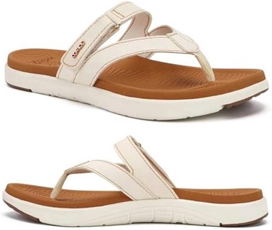 Dames Orthopedische Teenslippers Comfortabel Leren Flip Flops Lichtgewicht Open Teen Sandalen voor Zomer Strand en Zwembad