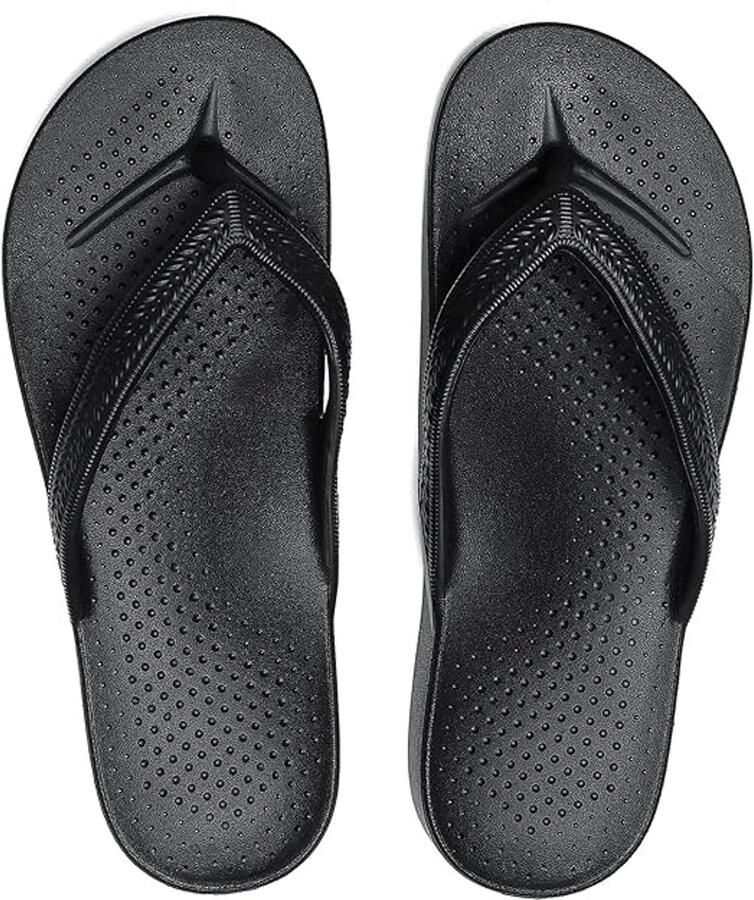 Dames orthopedische teenslippers met voetboogondersteuning antislip zomersandalen voor strand en douche lichtgewicht gevoerde teenslippers voor op reis Zwart 45 Schoenlengte
