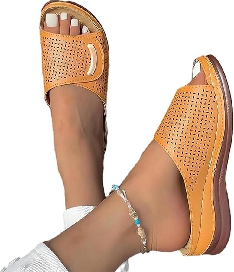 Dames Orthopedische Zomersandalen met Sleehak en Voetboogondersteuning