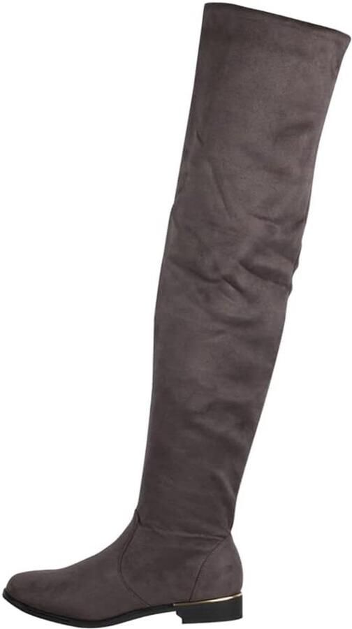 Dames Overknee Boots Suede Look Chunky