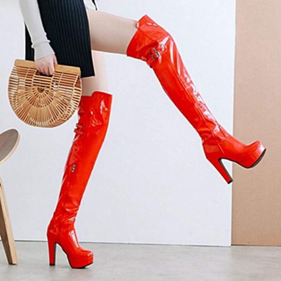 Dames Overknee Laarzen met Plateauzool en Blokhak