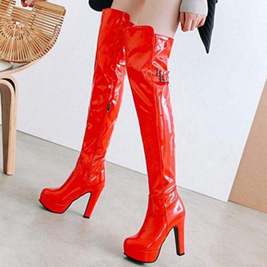 Dames Overknee Laarzen met Plateauzool en Blokhak