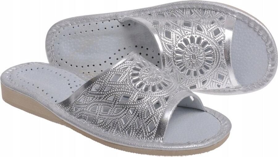 Dames Pantoffels Ajour Zilver Comfortabele Instappers