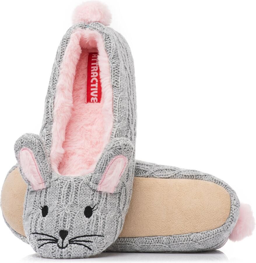 Dames pantoffels ballerina muis grijs