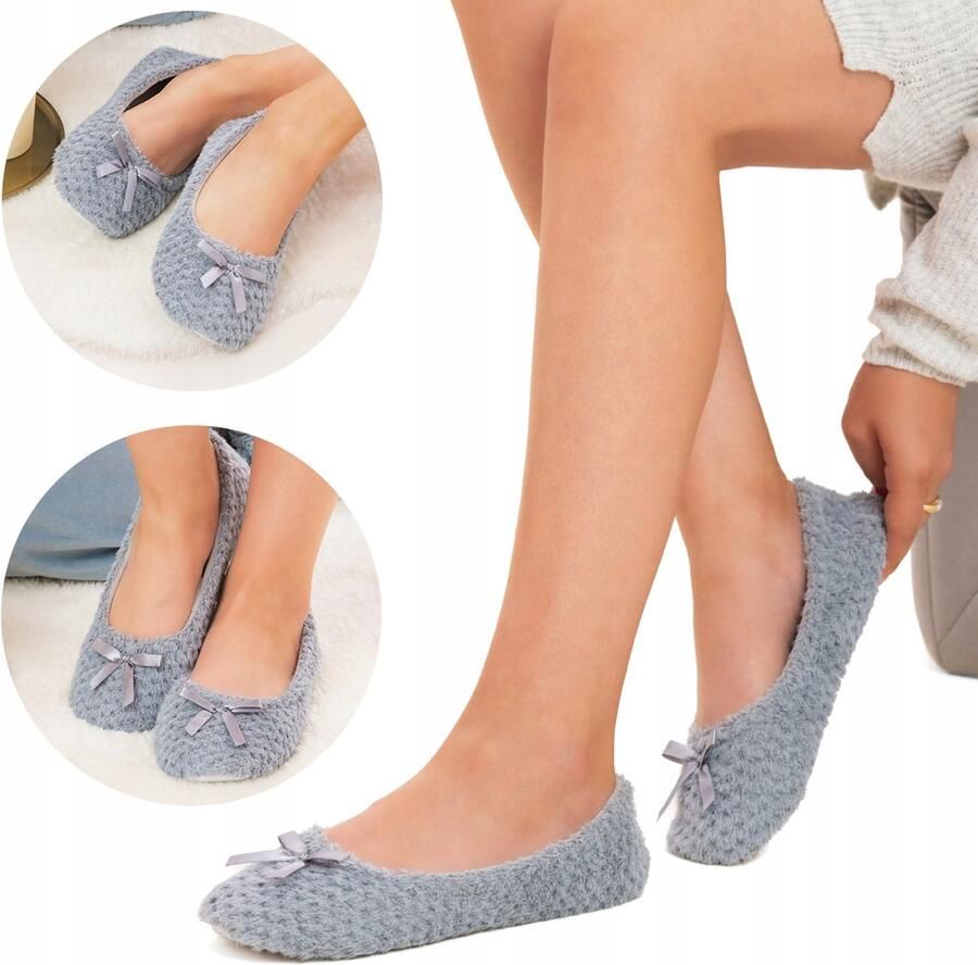 Dames pantoffels ballerina warm grijs