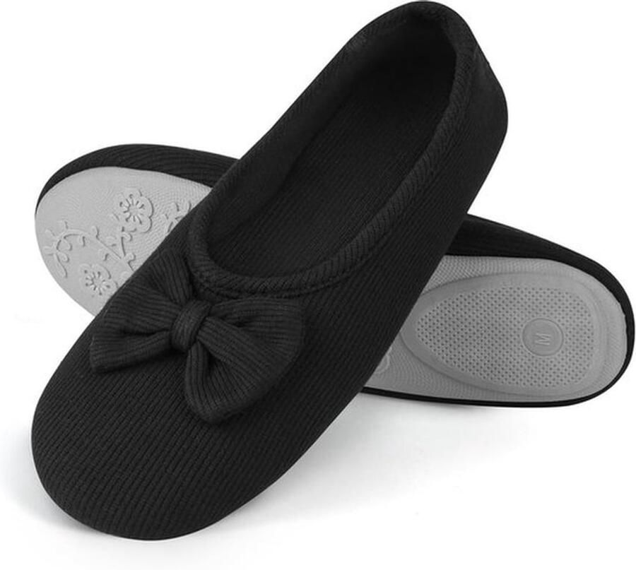 Dames Pantoffels Ballerina's met Strik en Memory Foam Comfortabele Zachte Huisschoenen