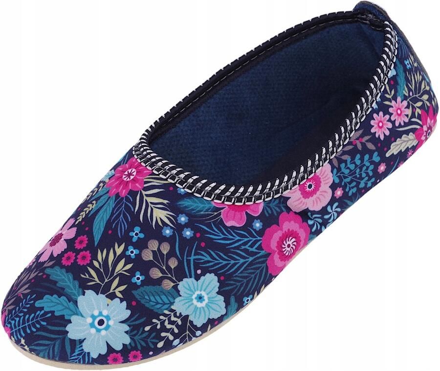 Dames pantoffels ballerina's zacht textiel bloemenprint