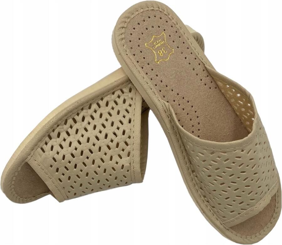 Dames Pantoffels Beige Open Instappers Eco-leer