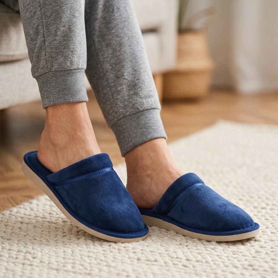 Dames Pantoffels Blauw Velours