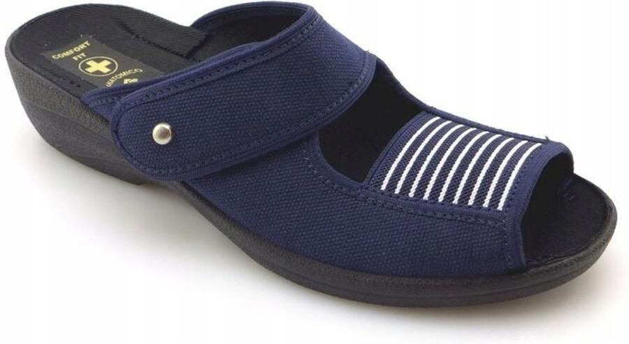Dames Pantoffels Comfort Blauw Verstelbaar met Klittenband