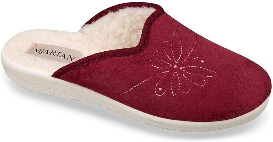 Dames pantoffels: comfortabel warm lichtgewicht PU zool bordeaux