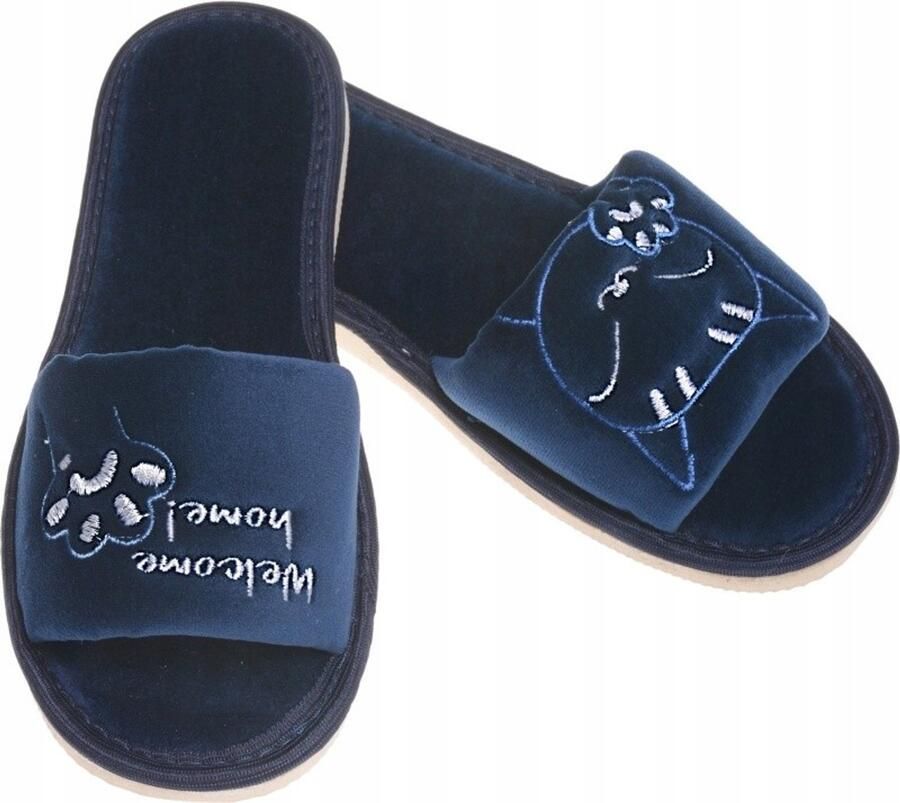 Dames Pantoffels Dierenprint Blauw Zacht Velours