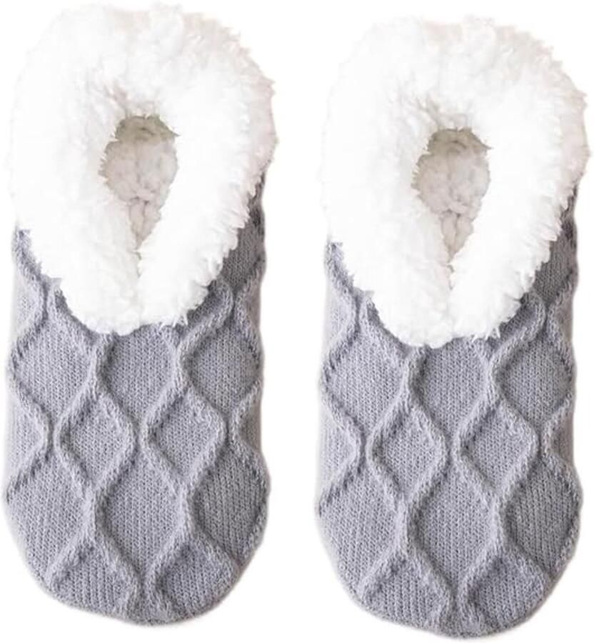 Dames pantoffels en sokken voor thuis Warme wollen wintersokken voor op de vloer grijs One size fits all