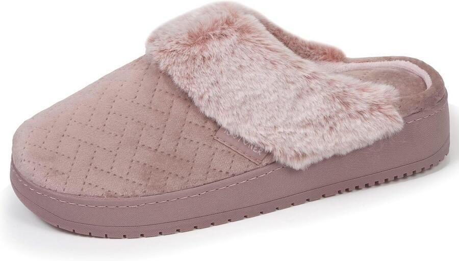 Dames pantoffels fluweel met sleehak en traagschuim