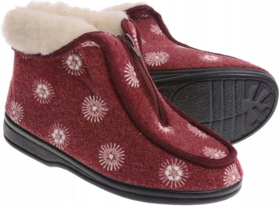 Dames pantoffels gevoerd bordeauxrood
