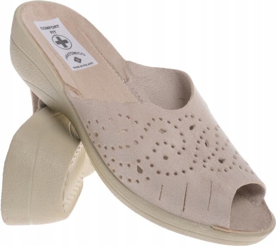 Dames Pantoffels Gevormd Openwerk Beige