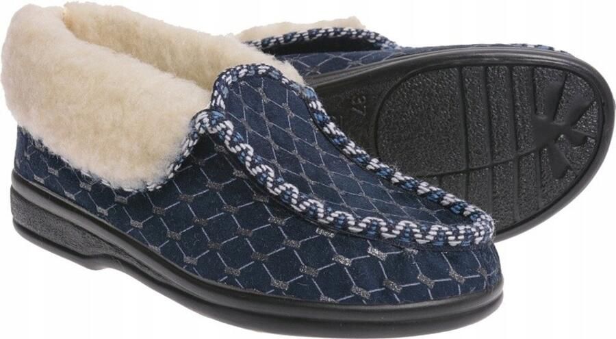 Dames Pantoffels Gevuld met Wol Marineblauw