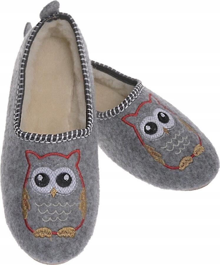 Dames Pantoffels Gevuld Wol Grijs