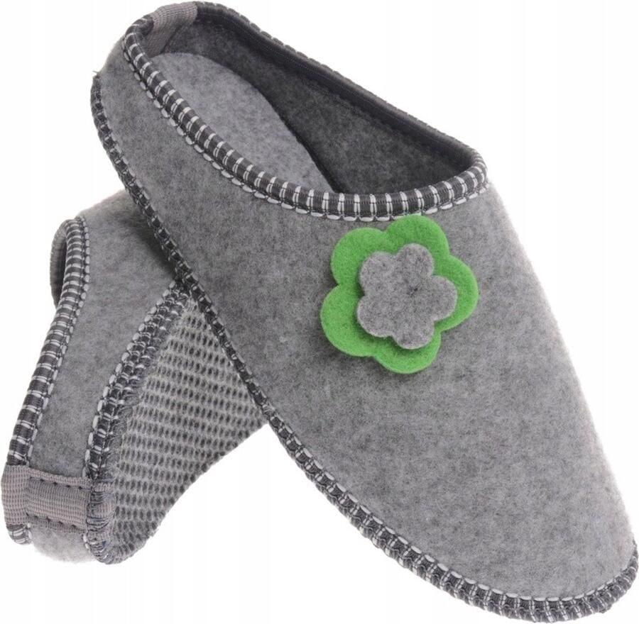 Dames pantoffels van vilt antislip grijs