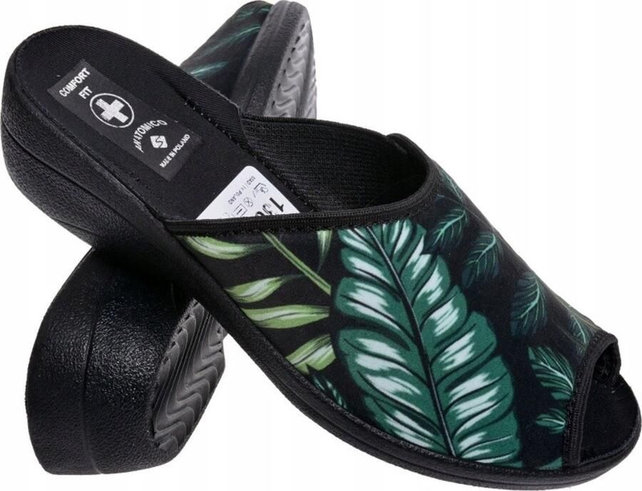Dames pantoffels groen profielzool velours