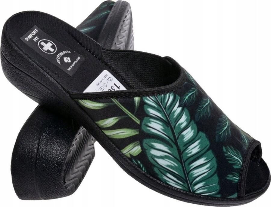 Dames Pantoffels Groen Velours 39 Comfortabele Profielzool