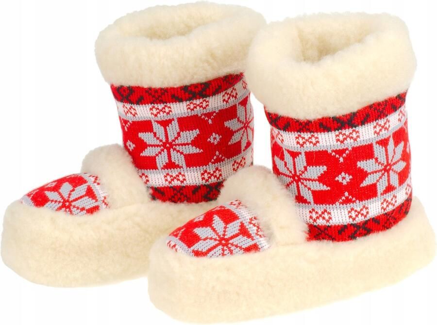 Dames Pantoffels Hoge Rode Wol Comfortabel
