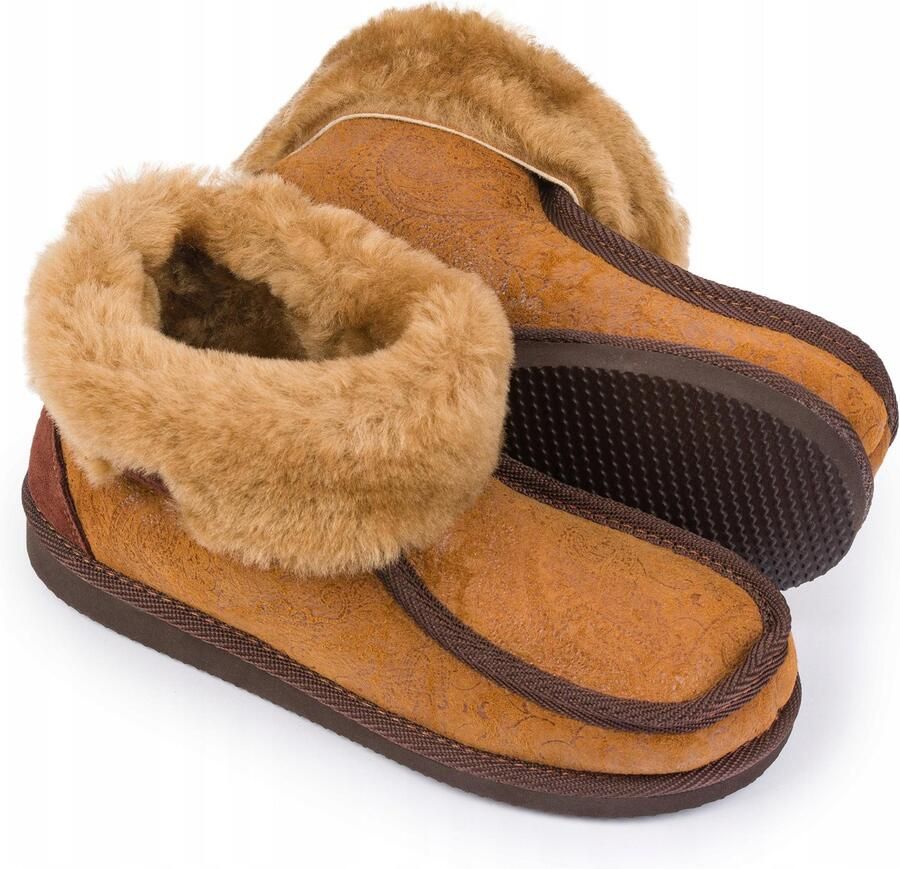 Dames Pantoffels Hoge Schapenwol Leer Warm & Comfortabel