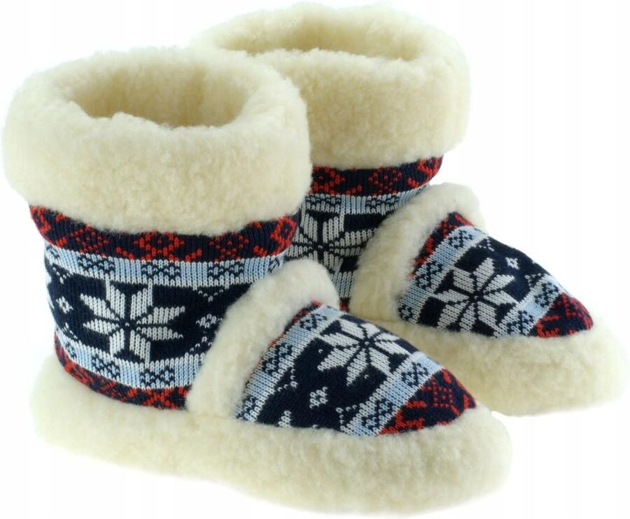 Dames Pantoffels Hoge Schacht Blauw Wol