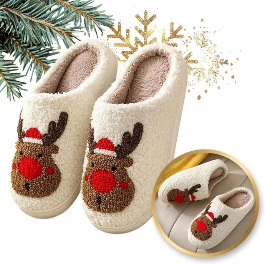 Dames pantoffels kerstcadeau rendier design