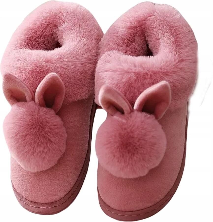 Dames Pantoffels Konijn Roze Zacht & Warm