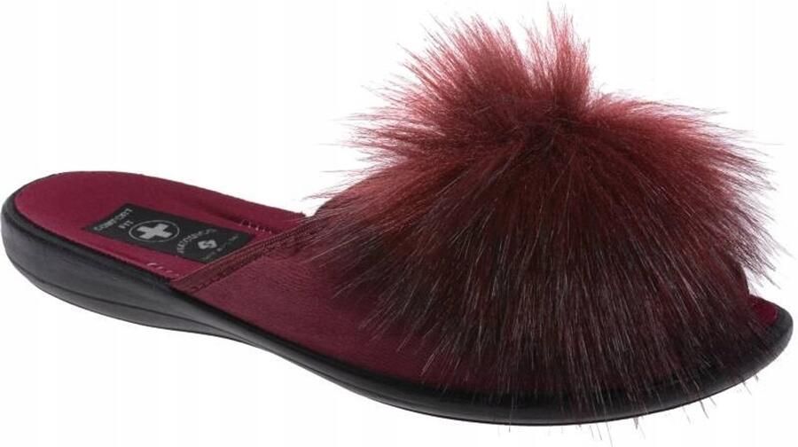 Dames Pantoffels Lage Pompon Pruim