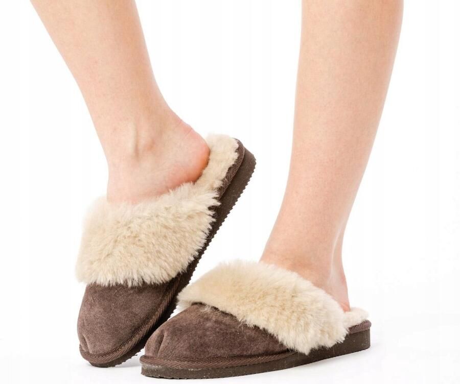 Dames Pantoffels Leer Bruin