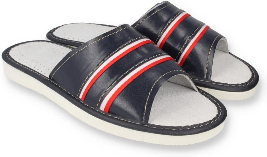 Dames Pantoffels Leer Comfortabel & Ademend Marineblauw