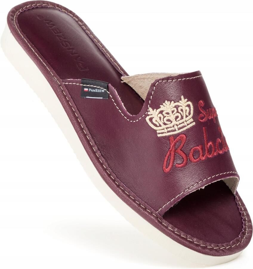 PanSzew Dames Pantoffels 'Super Oma' Comfortabele Leren Huisschoenen