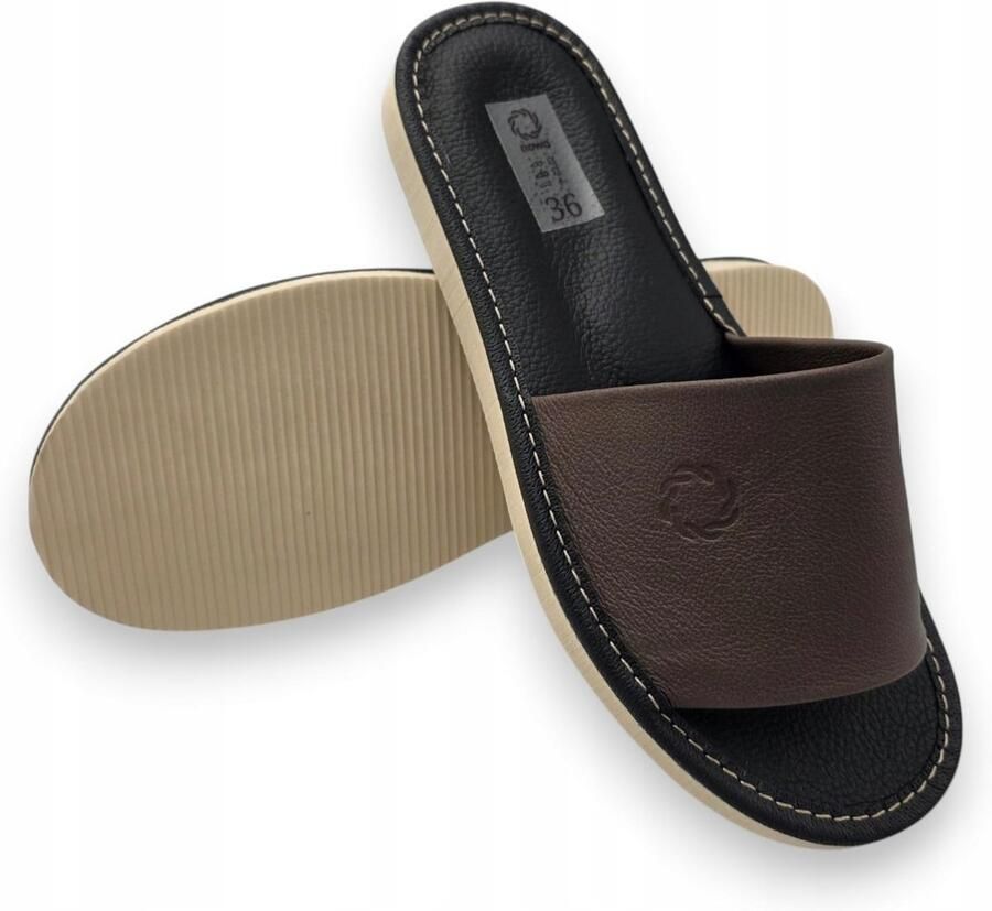 Dames Pantoffels Leer Comfortabele Instappers Bruin Zwart