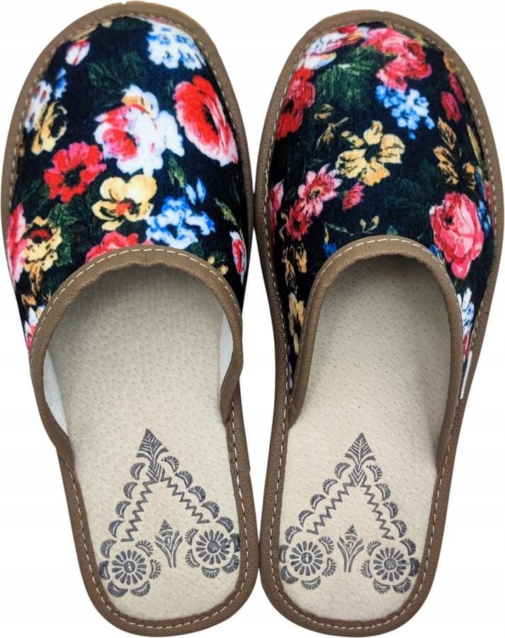Dames Pantoffels Leer & Vilt Comfortabel & Bloemenprint