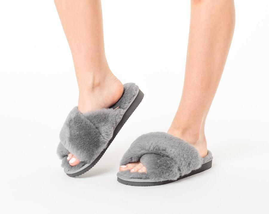 Dames Pantoffels Leer MIŚ Warm & Comfortabel Grijs