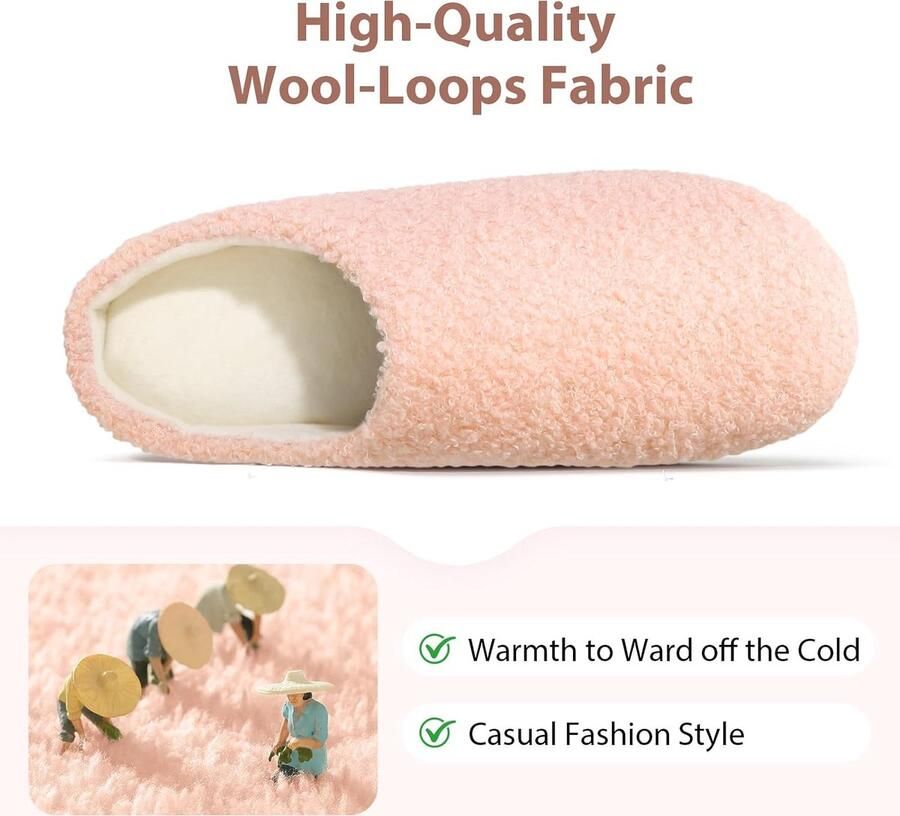 Dames Pantoffels Memory Foam Winter Warme Instap Huisschoenen met Pluche Voering & Antislip Rubberzolen voor Binnen en Buitengebruik