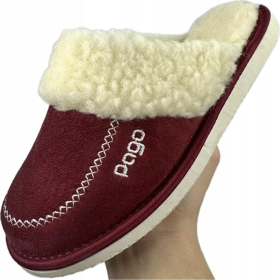 Dames Pantoffels Merino Wol Bordo Warm & Comfortabel