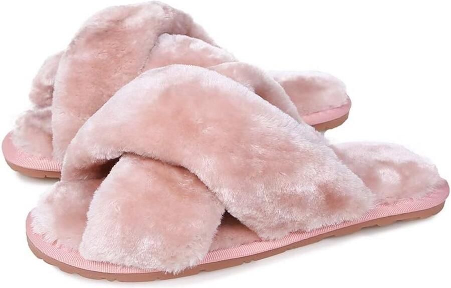 Dames Pantoffels met Gekruiste Bandjes Comfortabele Warme Huisslippers