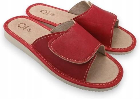 Dames Pantoffels met Klittenband Rood
