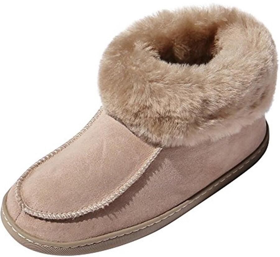 Dames Pantoffels met Lamsvacht Comfortabele Instapschoenen zonder Merknamen