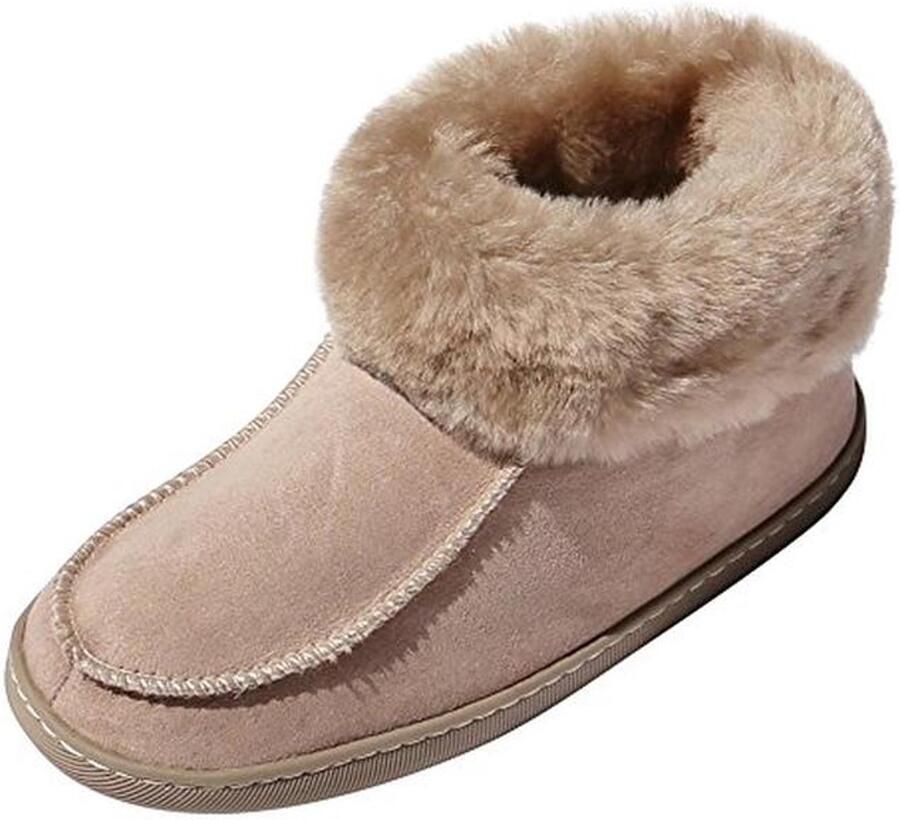 Dames Pantoffels met Lamsvacht Comfortabele Instapschoenen zonder Merknamen