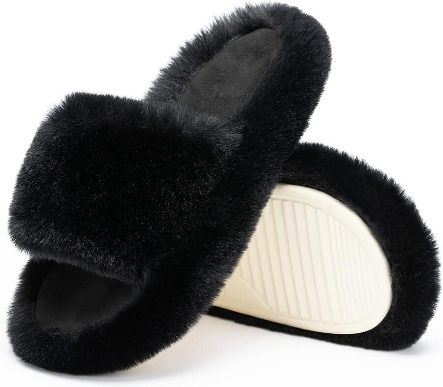 Dames Pantoffels met Memory Foam Pluche & Comfortabele Huis- & Slaapkamer Slippers met Antislipzool