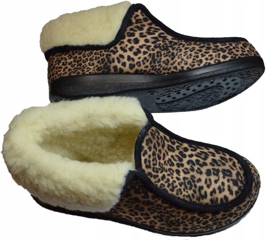Dames pantoffels met panterprint warm gevoerd PU zool