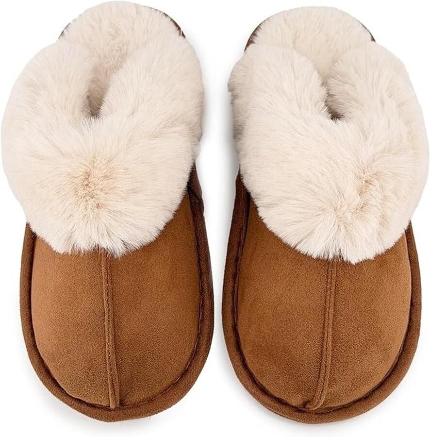 Dames pantoffels met pluche voering en geheugenschuim zool voor binnen