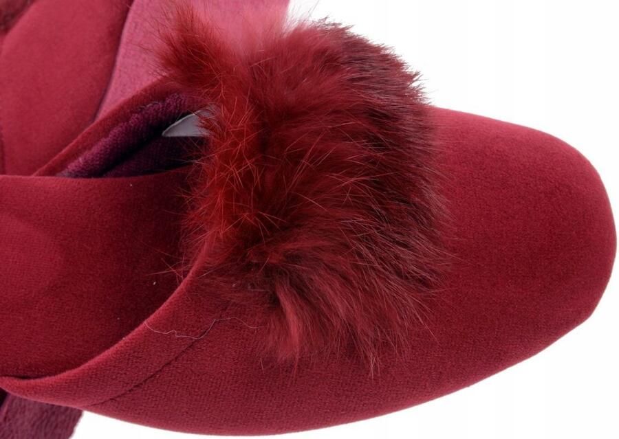 Dames pantoffels met pompon gesloten neus bordeauxrood