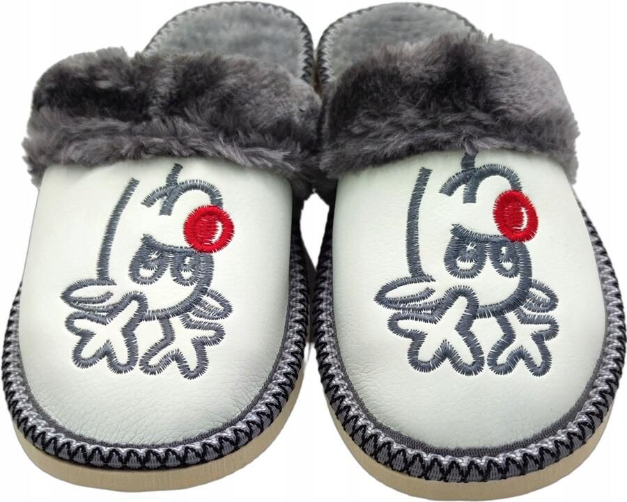 Dames Pantoffels met Rendier Warm & Comfortabel Wit Grijs